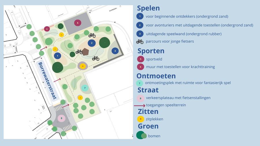 Conceptplan speel-en sportterrein Borrewaterstraat